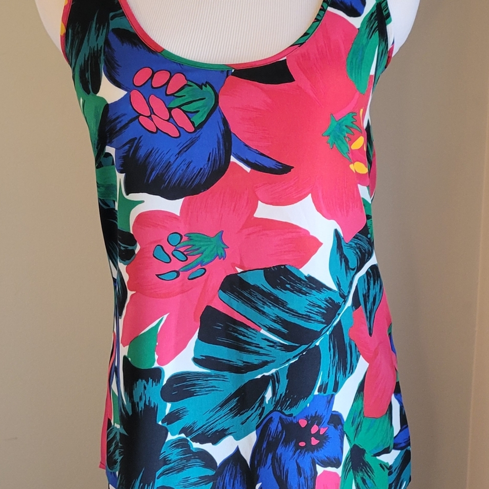 Armani Exchange ladies women's tank topink top floral zipper in back. XS